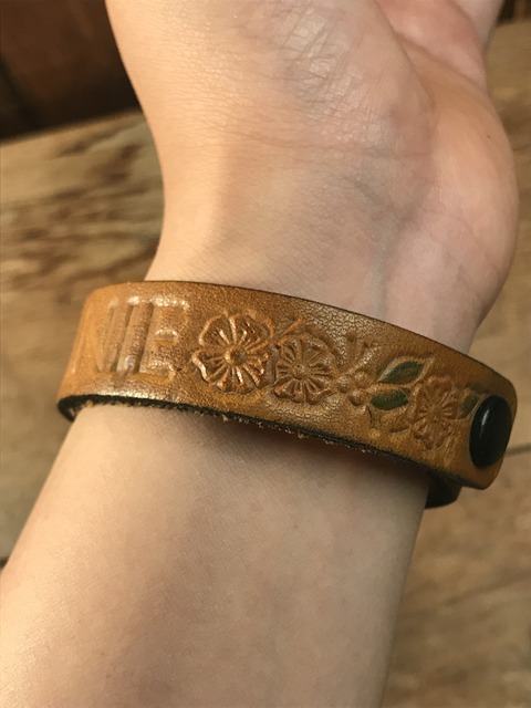 vintage american name leather bracelet (277)