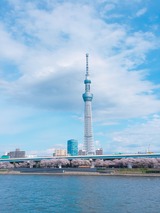 東京スカイツリー&隅田川&さくら並木