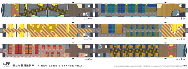 JR西日本、新たな長距離列車の車内デザインを発表