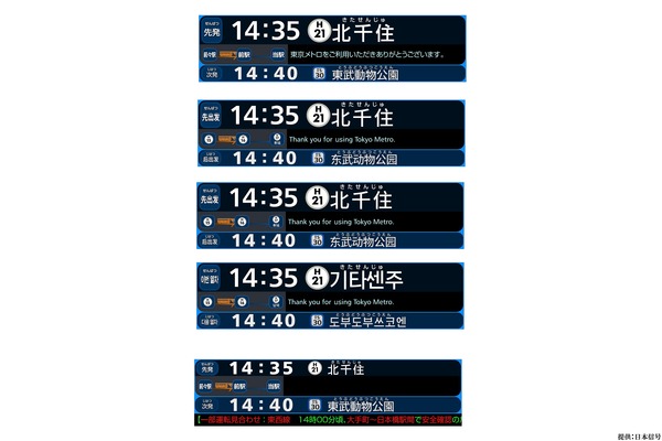 東京メトロ、日比谷線霞ヶ関駅ホームに新型行先案内表示器を設置　8月5日から導入開始！