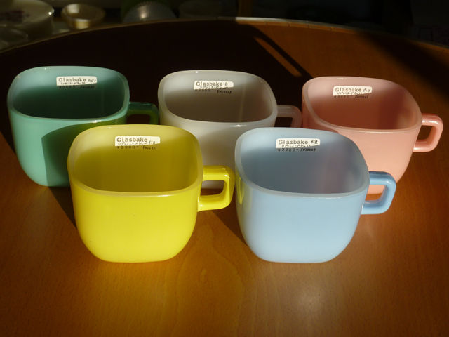 glasbake グラスベイク スクエア スープカップ 6色セット glasbake