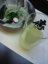 霞酒のスパークリングと先付20140307