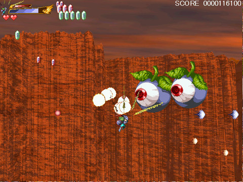 2005年春頃に制作した2Dシューティングゲームです。画面の解像度を上げ、背景は3DCGをオリジナルで制作依頼しています。