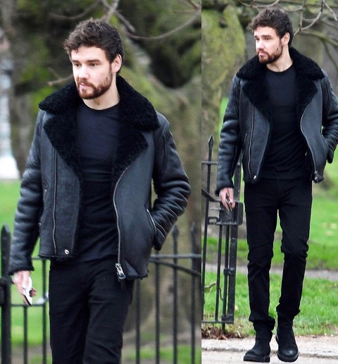 リアム・ペイン、黒のB-3に全身黒で貫禄ありすぎ!