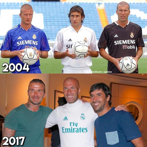 レアル・マドリード サイン入り写真　ベッカム　ジタン　ラウル レアル・マドリード サイン入り写真ベッカムジタンラウル