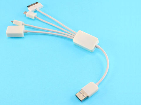 これ1本で様々な機器の充電に対応！ 【iPhone iPad スマートフォン対応】 4in1 マルチUSB充電ケーブル 上海問屋 DN-68561 【あす楽対応】[メ07]