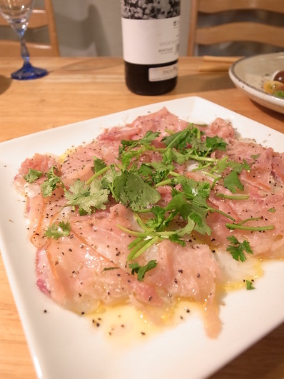 鯛と生ハムのカルパッチョ