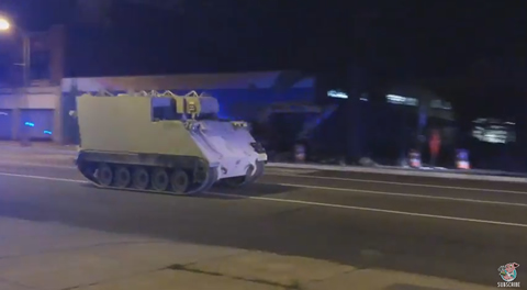Stolen Tank Drives Through Streets