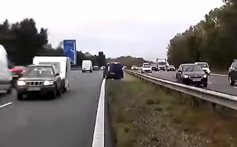 Car Speeds Down Wrong Side Of Highway