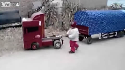 Toddler Plays with Giant RC Toy