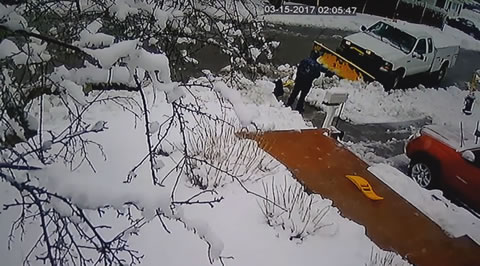 Snow Plow Driver Dumps Snow in Driveway