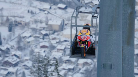 MotoGP Champion Races Up Snow and Ice at World Cup Ski Course