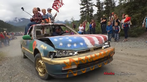 Cars fly on the Fourth of July