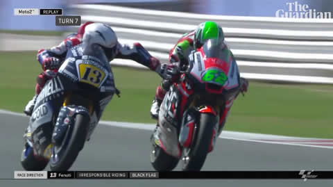 Moto2 rider sparks fury after grabbing rival's brake