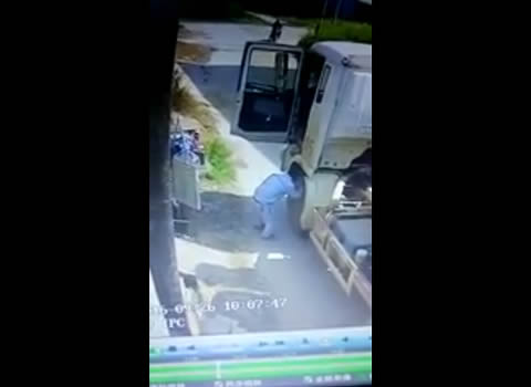 Cement truck driver steals woman's underwear