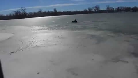 Drone Captures Snowmobile Breaking Through Ice - 984763