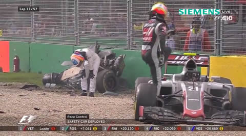 FERNANDO ALONSO CRASH AT AUSTRALIA GP 2016