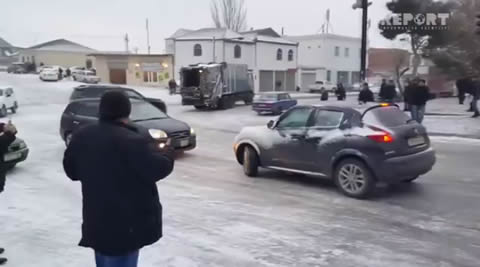 Ice Skating on road