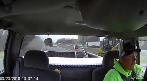 Tractor Tow Fishtailing Close Call