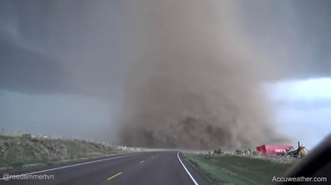 Extreme up-close video of tornado near Wray