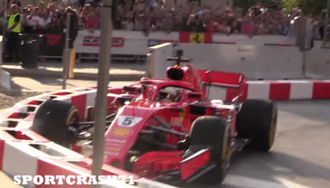 Sebastian Vettel Crashes His Ferrari SF71H