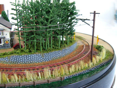 竹林と水田のミニジオラマ : 片腕な模型鉄の日々