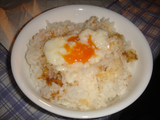 とうかいサイクリング秋篇2日目夕飯_ご飯with温泉玉子