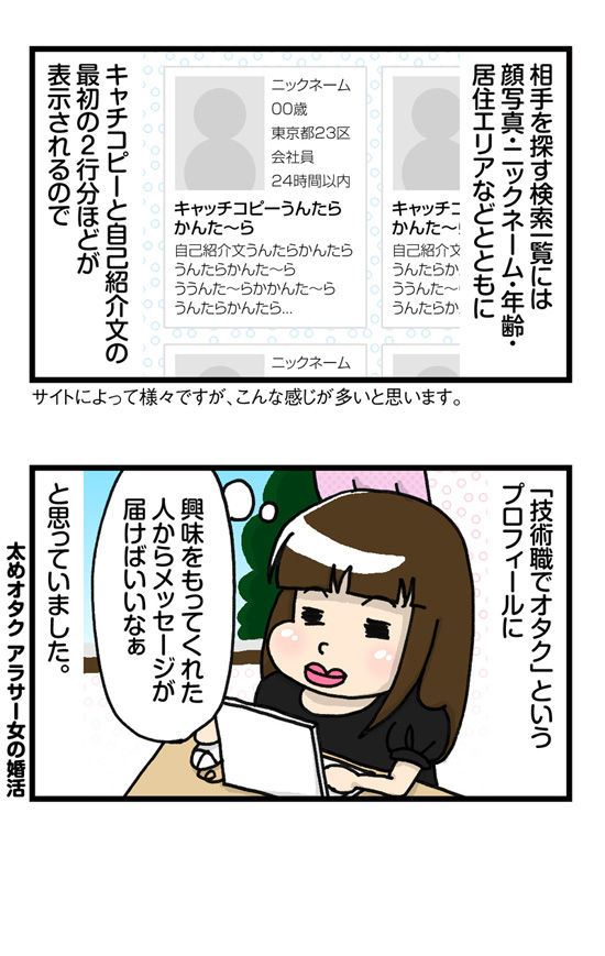 婚活4コマ漫画 25話〔ネット婚活のプロフィール登録〕