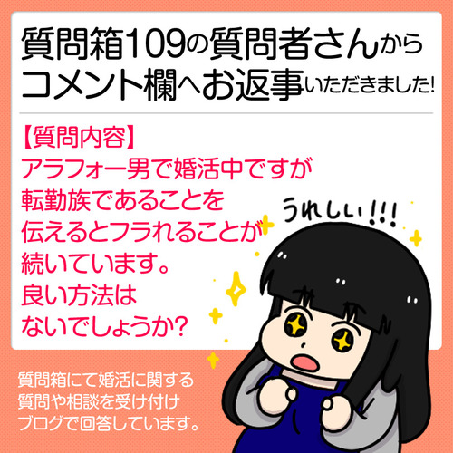 質問箱109の質問者さんからお返事