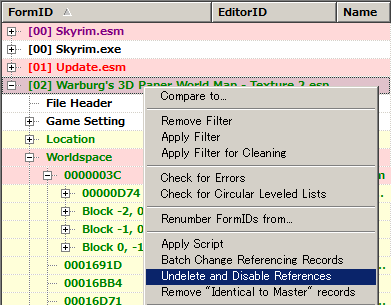 006 select undelete and disable references