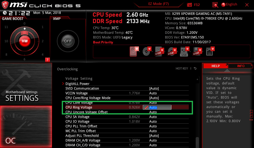 MSI X299 XPOWER GAMING AC_BIOS_OC_19