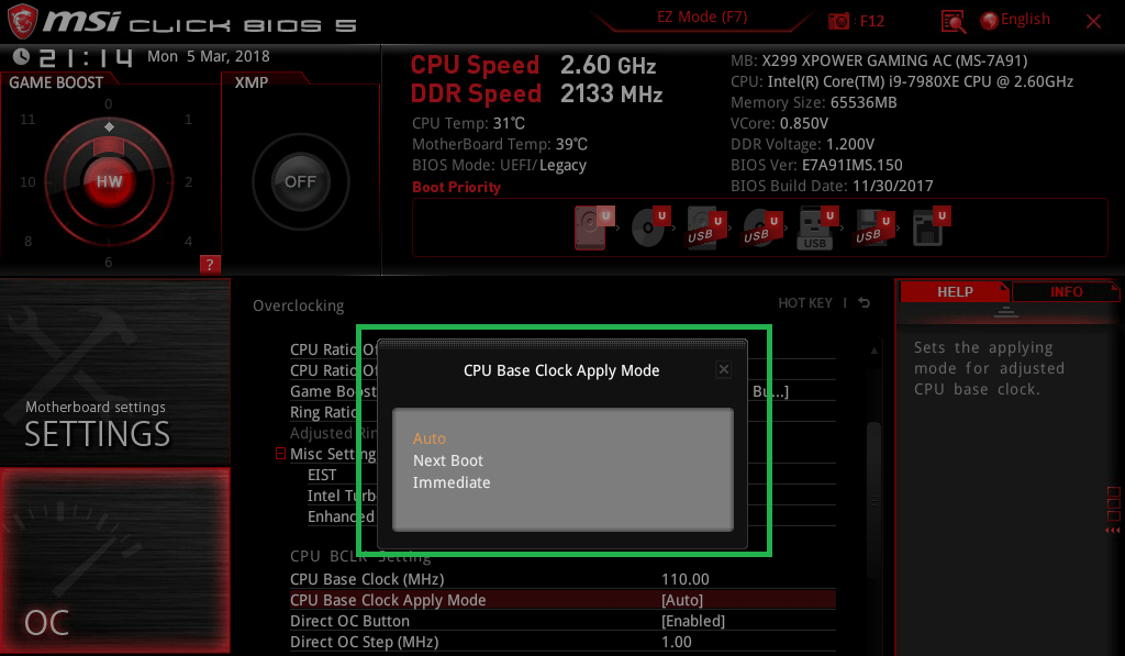 MSI X299 XPOWER GAMING AC_BIOS_OC_9