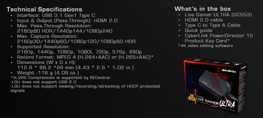 AVerMedia Live Gamer ULTRA_Spec