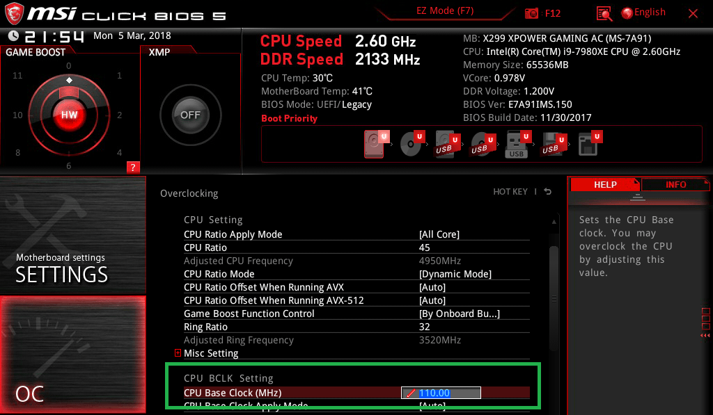 MSI X299 XPOWER GAMING AC_BIOS_OC_8