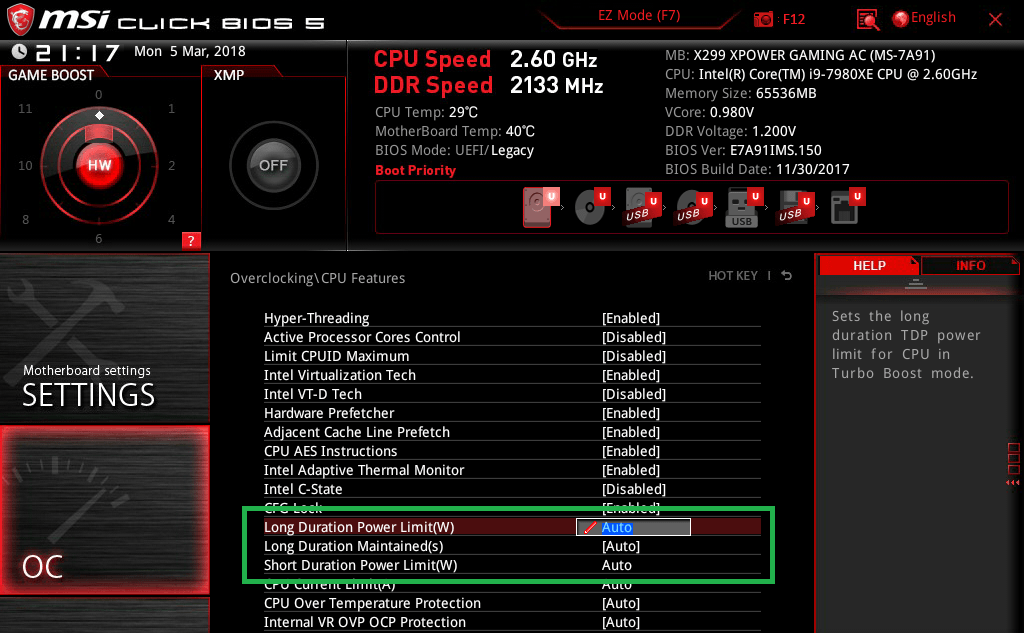 MSI X299 XPOWER GAMING AC_BIOS_OC_12