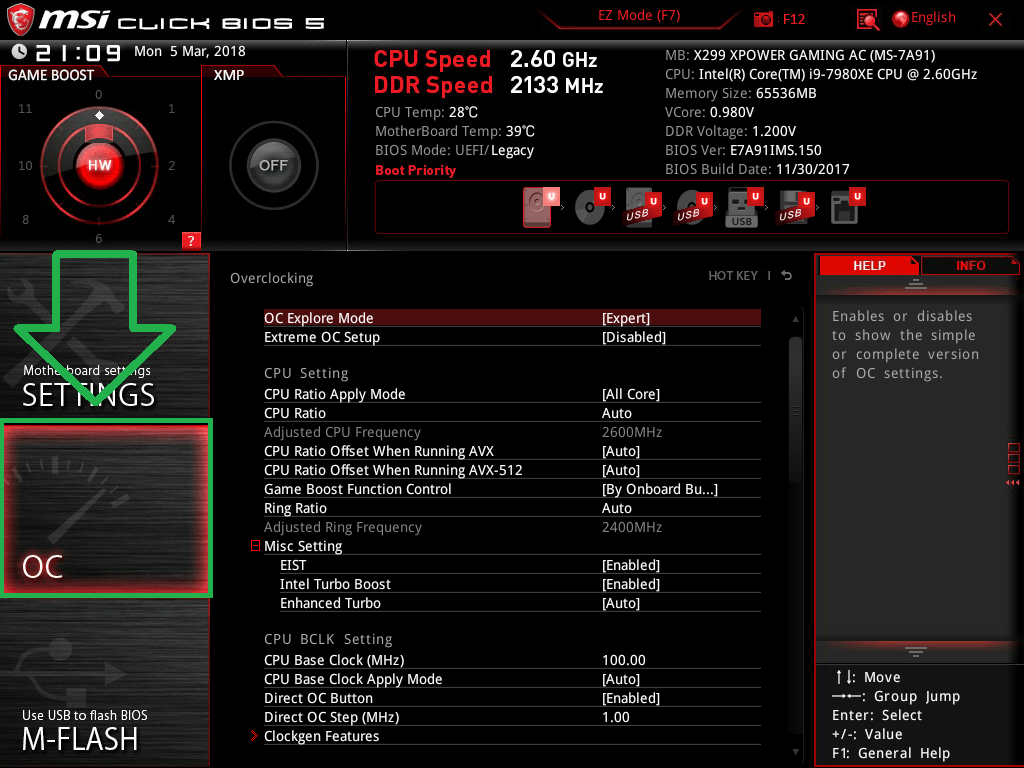 MSI X299 XPOWER GAMING AC_BIOS_OC_1