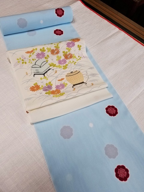 薄物 夏単衣 菊絞り小紋
