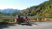 紅葉とハンターカブ