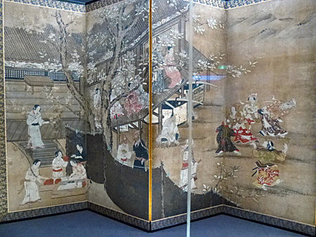 花下遊楽図屏風