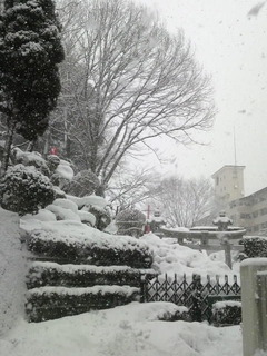 駐車場吹雪