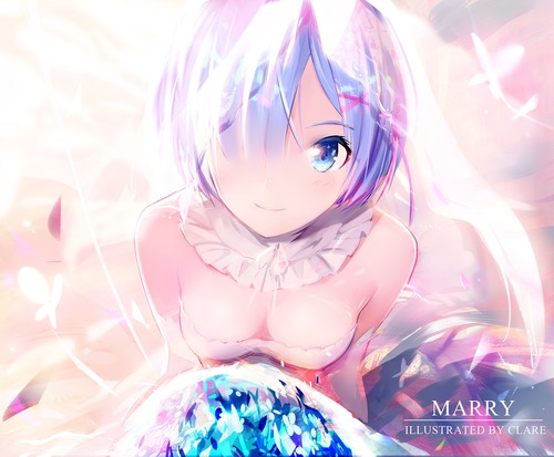 リゼロ Reゼロから始める異世界生活 レムりん かわいい・きれい 双子姉妹 マジ天使 目隠れ髪型 ウェディングドレス イラスト 画像 壁紙