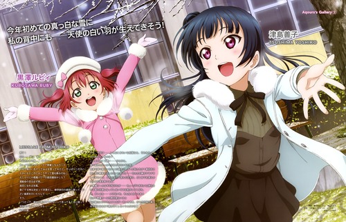ラブライブ サンシャイン Aqours アクア 黒澤ルビィ 津島善子(つしまよしこ) 冬服 画像 壁紙