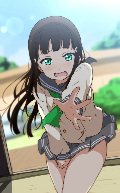 ラブライブ サンシャイン aqours(アクア) 黒澤ダイヤ(くろさわだいや) パンツスティール エロいふともも 画像 壁紙