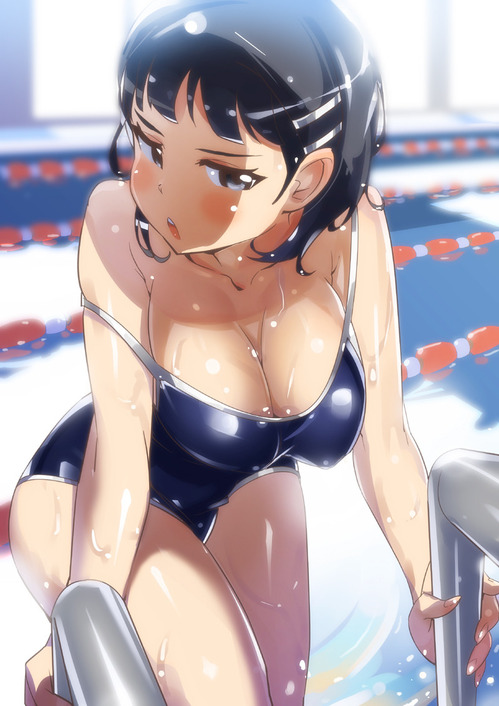 ソードアートオンライン SAO ALO スク水姿がエロい桐ヶ谷直葉(きりがやすぐは) 巨乳 谷間 画像 壁紙