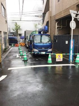 中区日の出町で下水工事