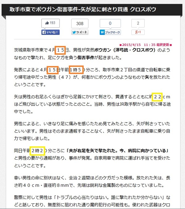 取手市東でボウガン傷害事件