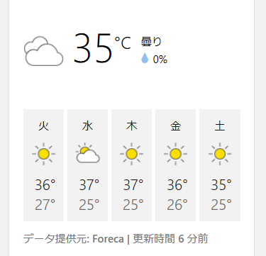 7月17日から6日間の天気