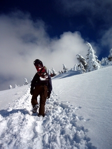 hiking up to the sub-peak