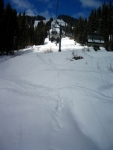 MTB trail under sunburst express chairlift