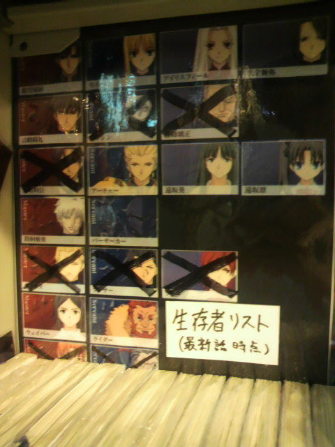 【fate/Zero】中野のまんだらけにfate生存者リスト